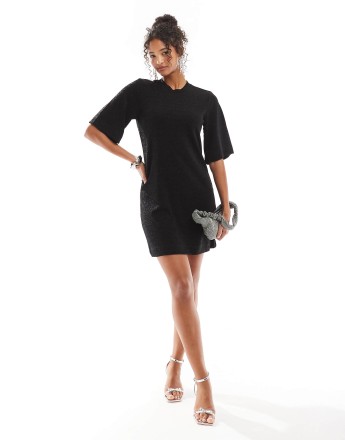 Object glitter mini dress in black