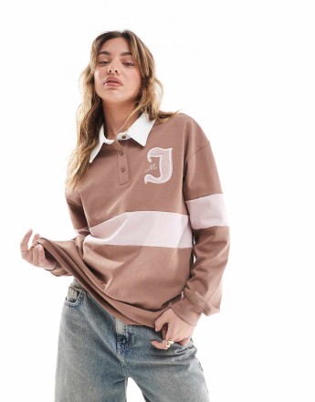 Jordan long sleeve rugby top in brown