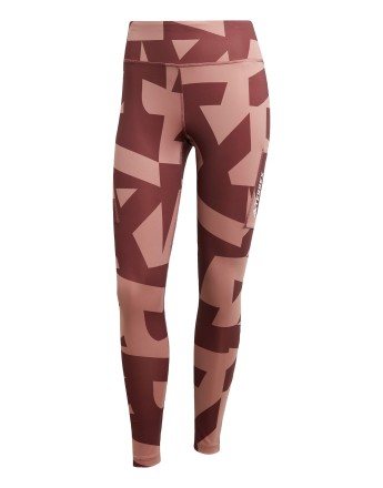 adidas Terrex multi tights printed in warm clay / burgundy / burgund
