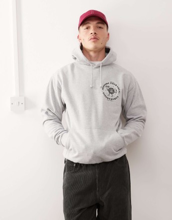 Batch1 unisex support your local discotheque graphic hoodie in grey