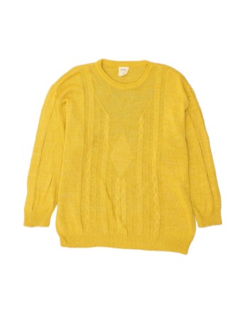 Vintage Crew Neck Jumper Sweater Large In Yellow