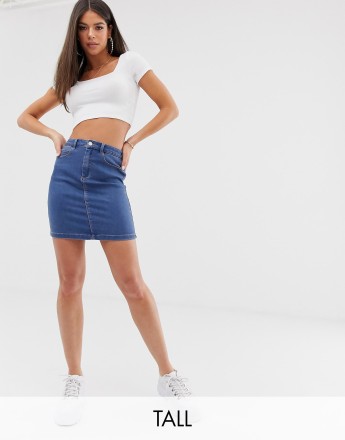 Missguided Tall denim mini skirt in blue