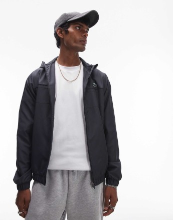 Lacoste performance zip up quilted jacket in black