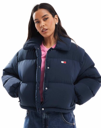 Tommy Jeans Tommy badge down puffer jacket in navy blue