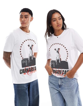 PRNT Carnaby care club front print relaxed t-shirt in white