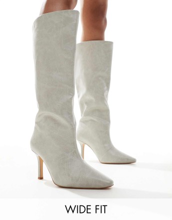 RAID Wide Fit Rumyna knee boots in grey brushed