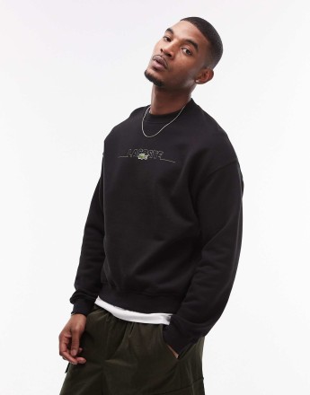 Lacoste front logo sweatshirt in black