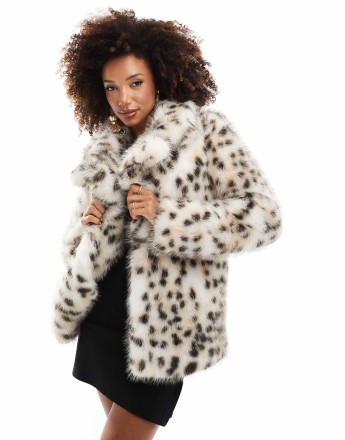 Forever New faux fur coat in animal