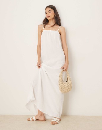 JDY Tall textured sleeveless maxi dress in white