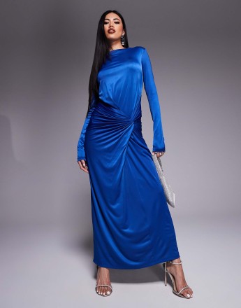 Daska twist front dress in cobalt blue