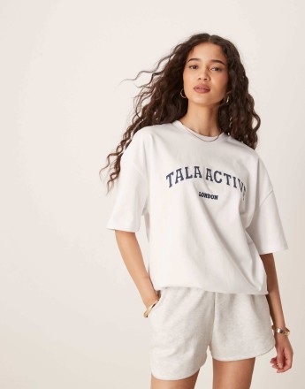 Tala Active applique t-shirt in white